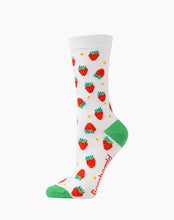 Load image into Gallery viewer, W Strawberries White Bamboo Sock