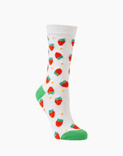 Load image into Gallery viewer, W Strawberries White Bamboo Sock