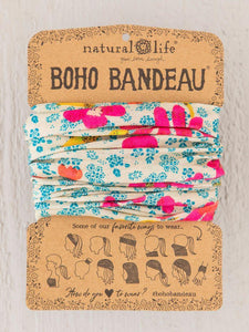 Boho Bandeau Blue/Pink Daisies