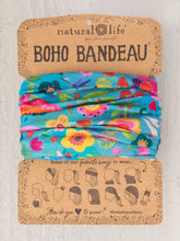 Load image into Gallery viewer, Boho Bandeau Teal Folk Flower