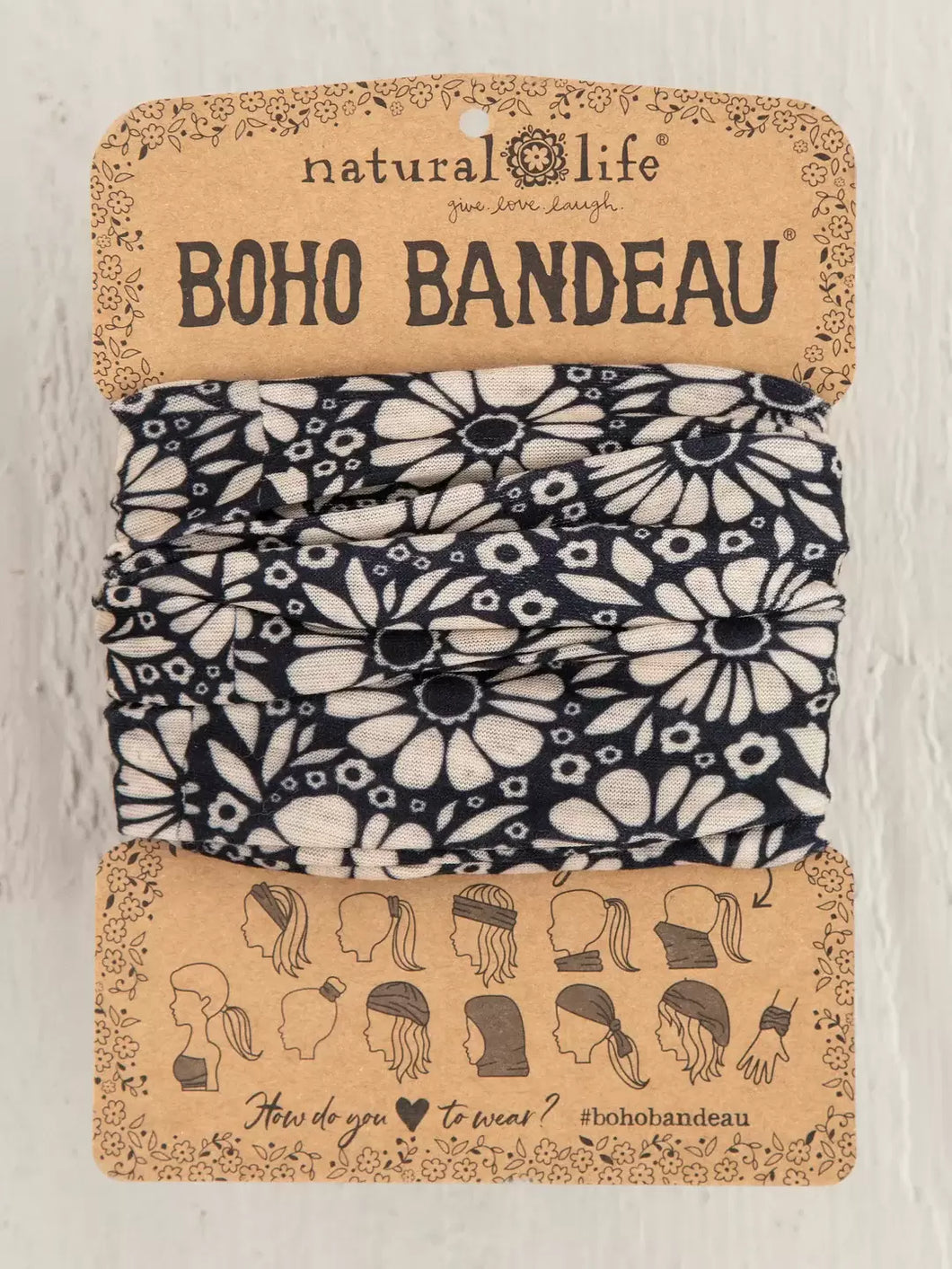 Boho Bandeau Black White Daisies