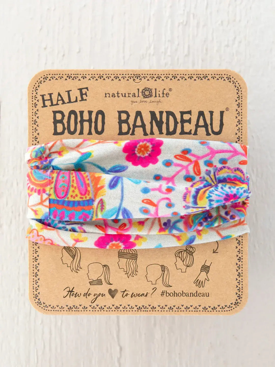 Half Boho Bandeau Folk Cream