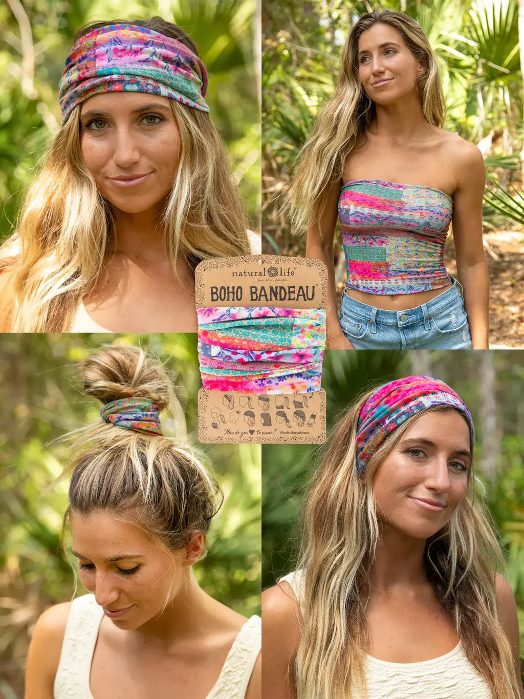 Boho Bandeau Pink Watercolour Patchwork