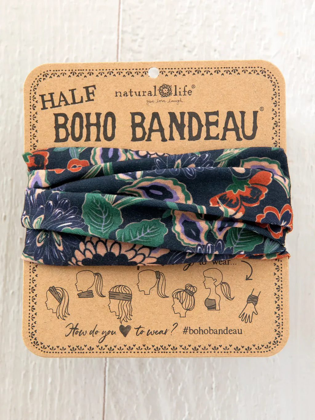 Half Boho Bandeau Navy Dahlias