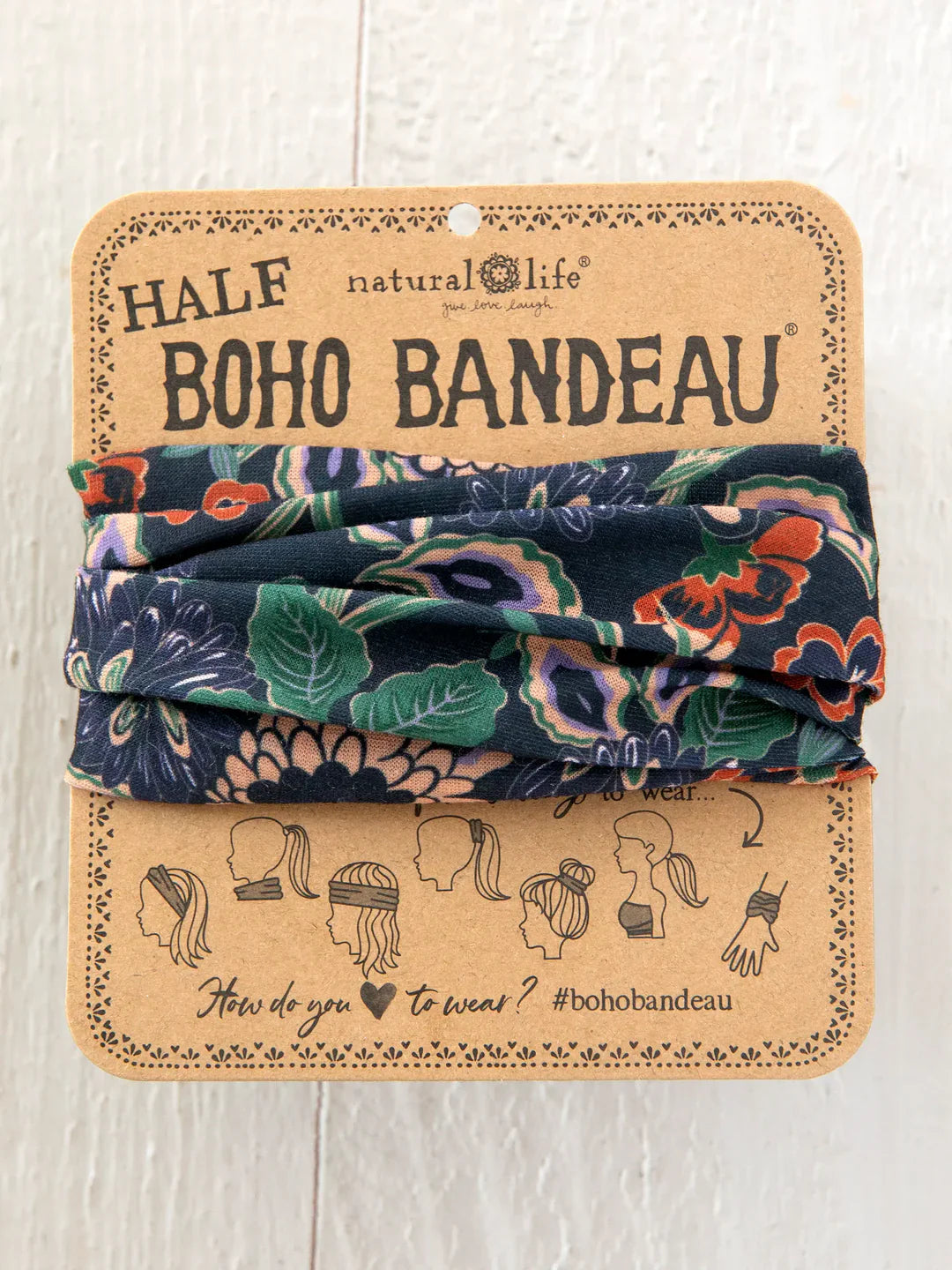 Half Boho Bandeau Navy Dahlias