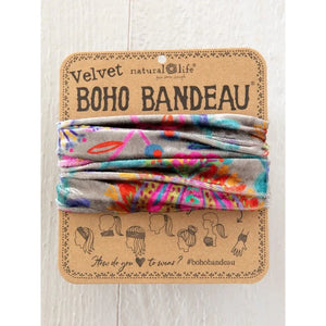 Velvet Boho Bandeau Black Print Folk