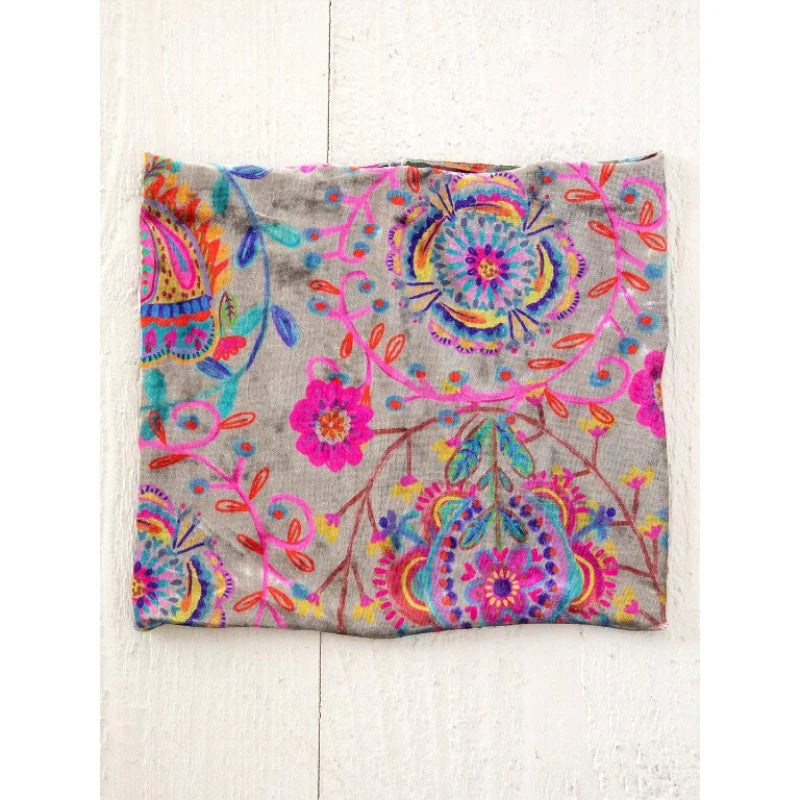 Velvet Boho Bandeau Black Print Folk