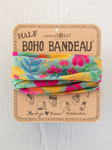 Half Boho Bandeau Tossed Blue Floral