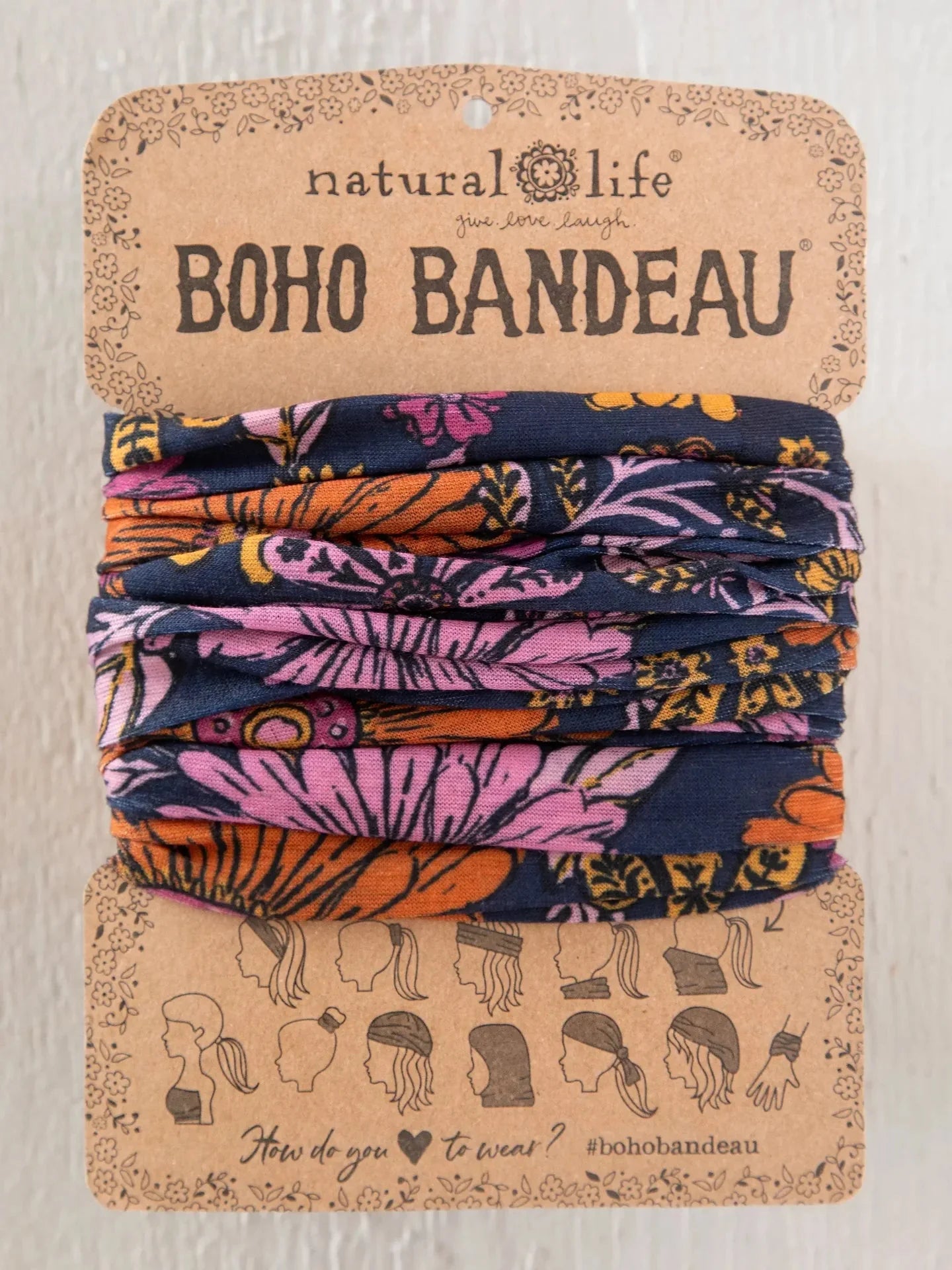 Boho Bandeau Navy Whimsical Daisies