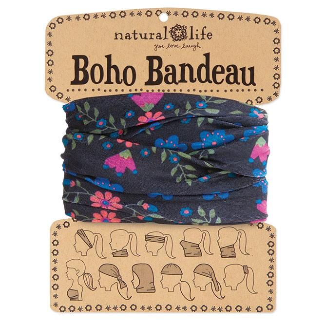 Boho Bandeau Black with Green Ivy