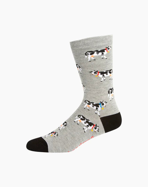 M Daisy Cow Grey Bamboo Sock 7-11