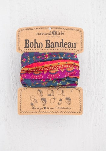 Boho Bandeau Navy Red Flower Mandala