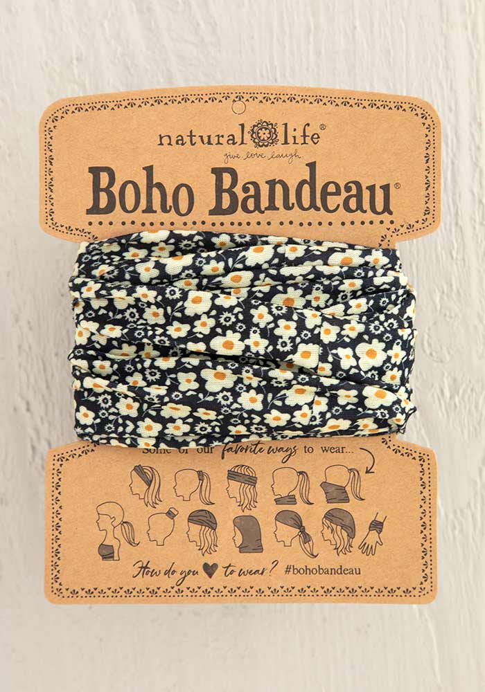 Boho Bandeau Black Cream Floral