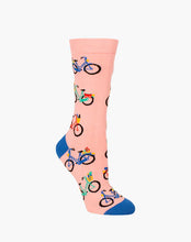 Load image into Gallery viewer, W Bike Pink Bamboo Sock