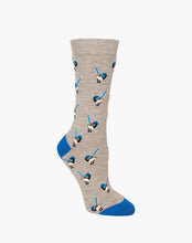 Load image into Gallery viewer, W Blue Wren Light Grey Bamboo Sock
