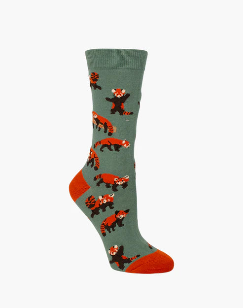 W Red Pandas Khaki Bamboo Sock