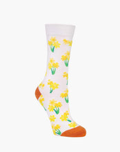 Load image into Gallery viewer, W Daffodils White Bamboo Sock