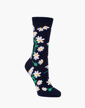 Load image into Gallery viewer, W Daisies Navy Bamboo Sock