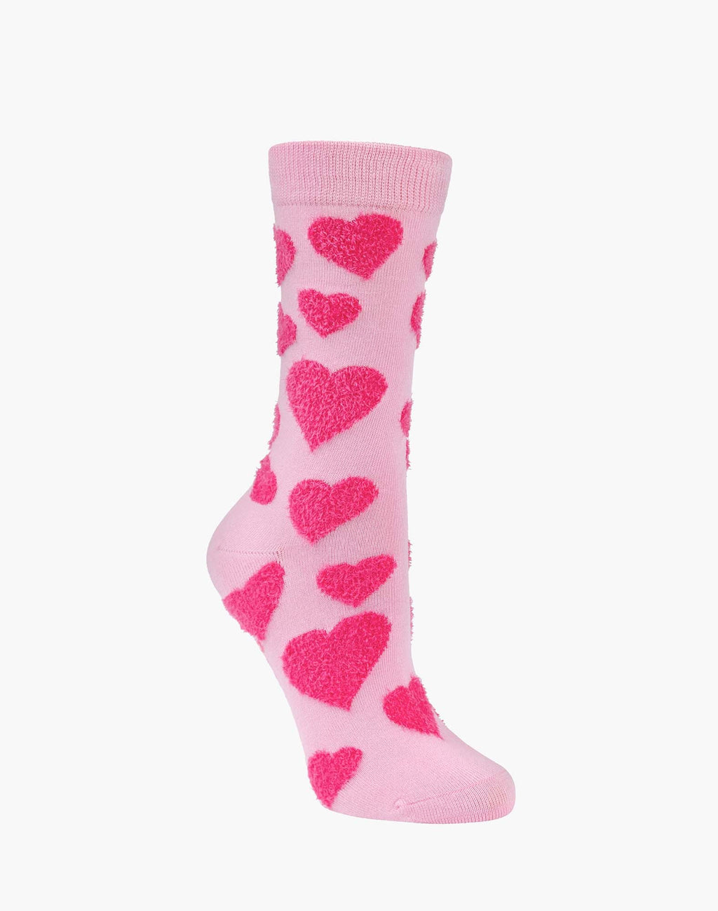 Fluffy Hearts Pink Bamboo Sock