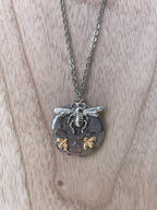 Medium Timepiece Pendant Large Silver Bee + 2 tiny Bees