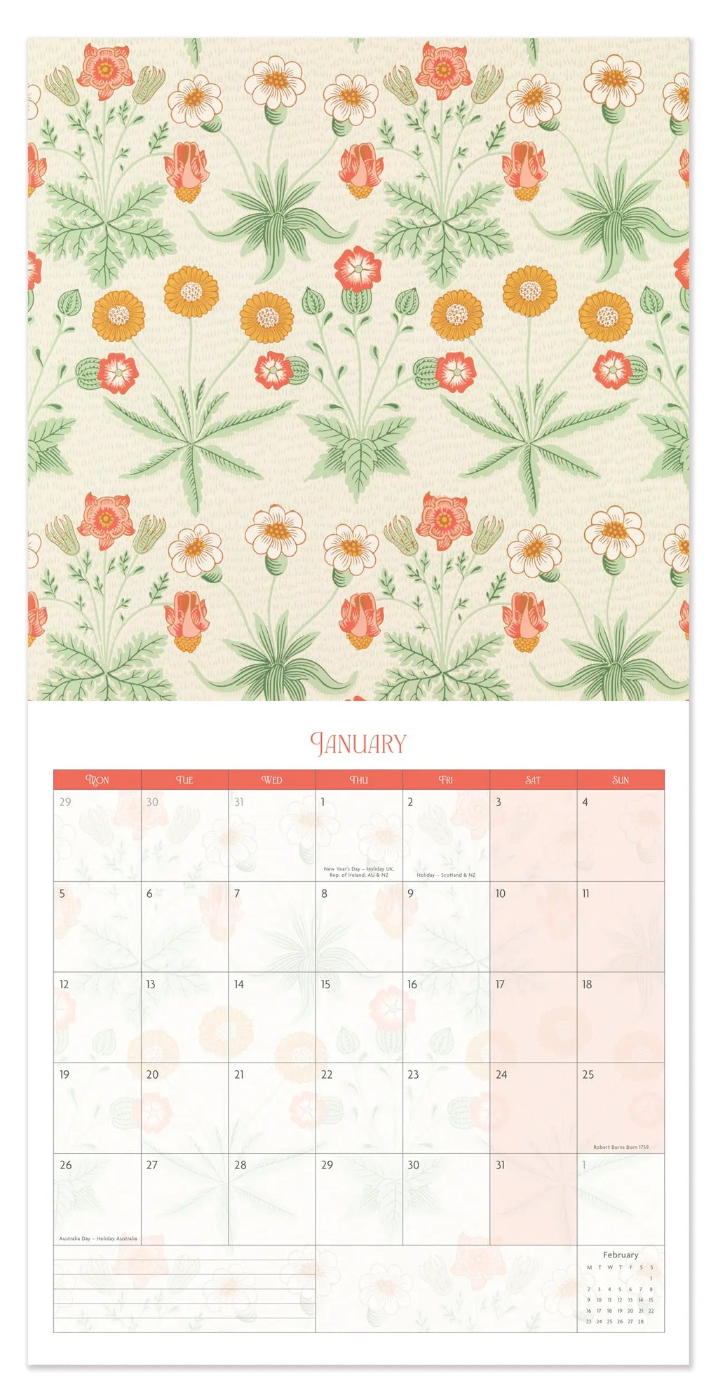 William Morris 2026 Calender