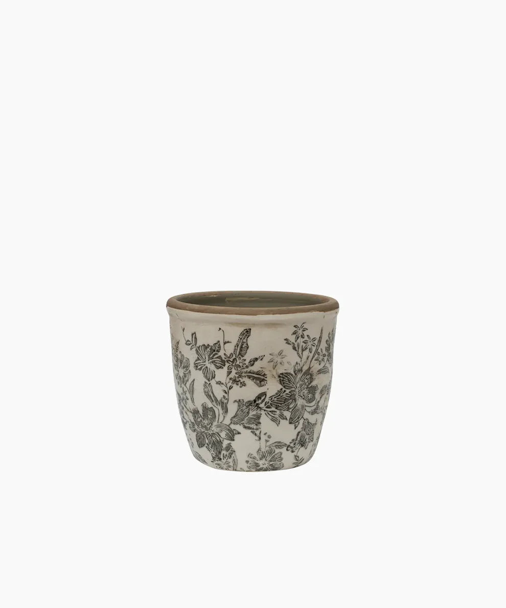 Black Floral Pot Small
