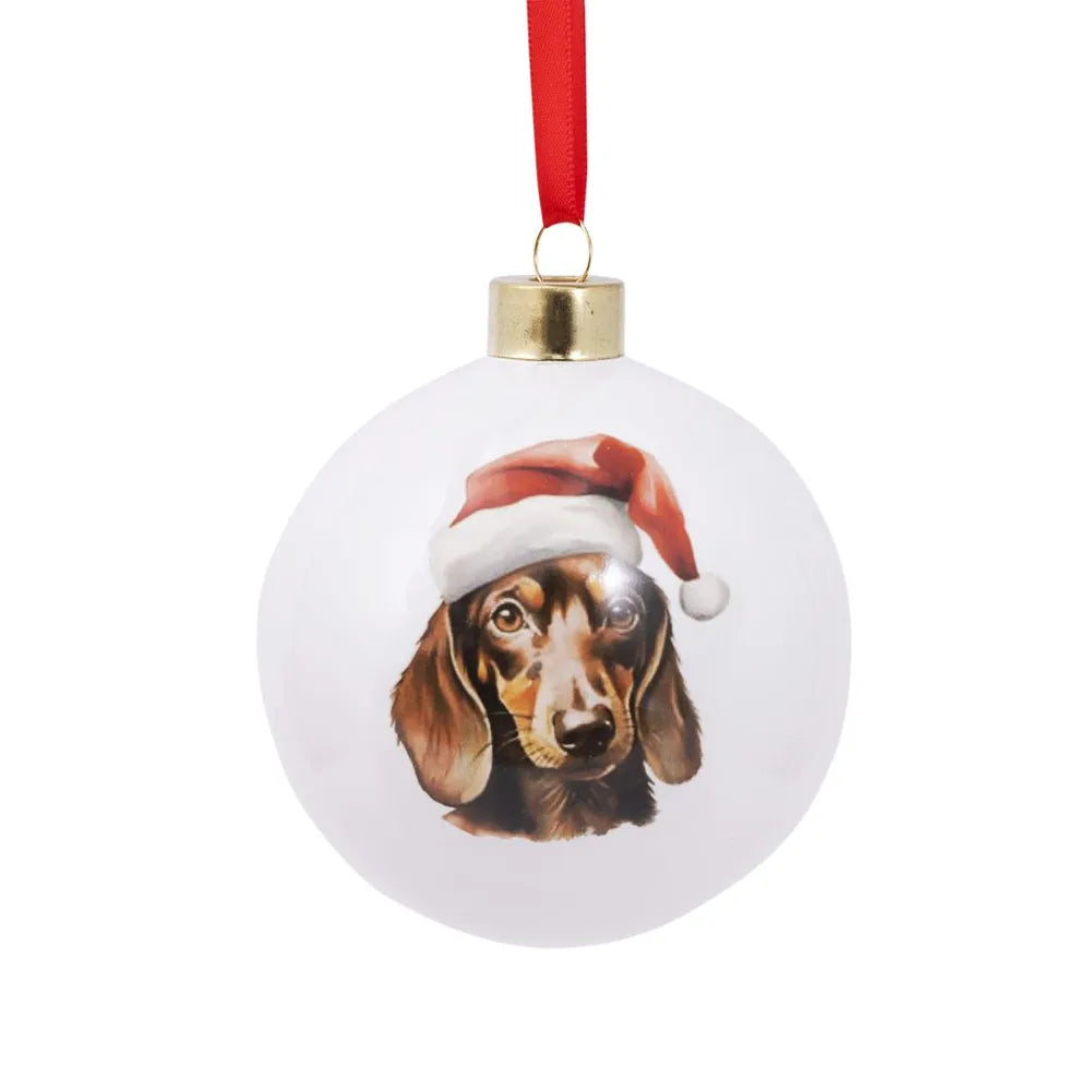 Christmas Dachshund Round Bauble