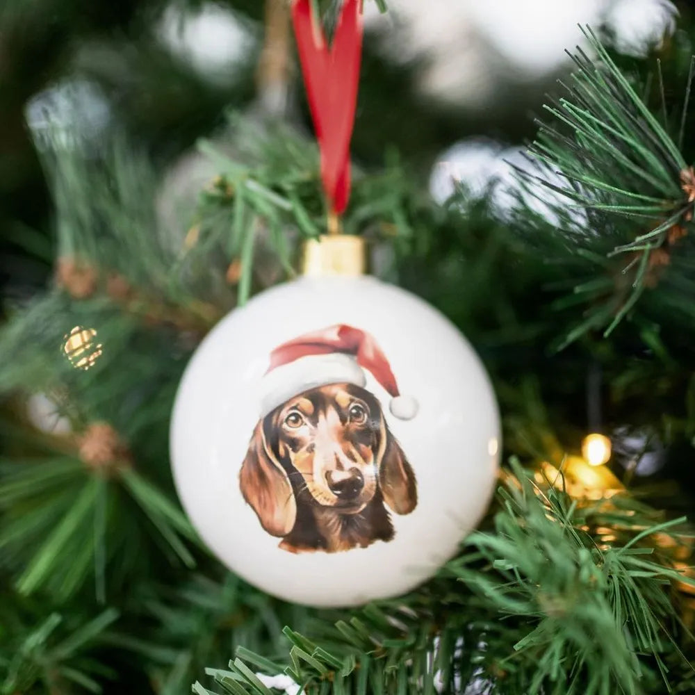 Christmas Dachshund Round Bauble