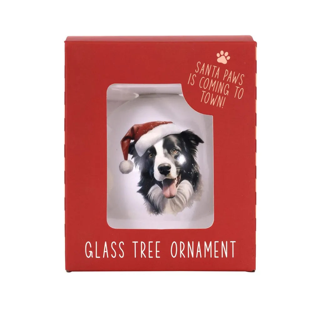 Christmas Border Collie Round Bauble