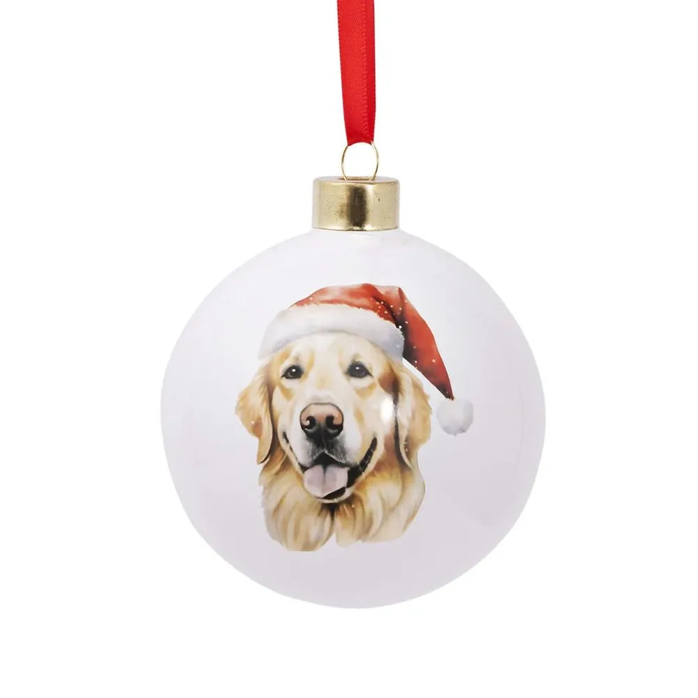 Christmas Golden Retriever Round Bauble