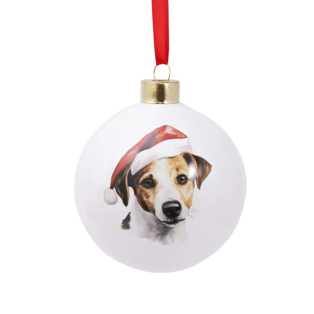 Christmas Jack Russell Round Bauble