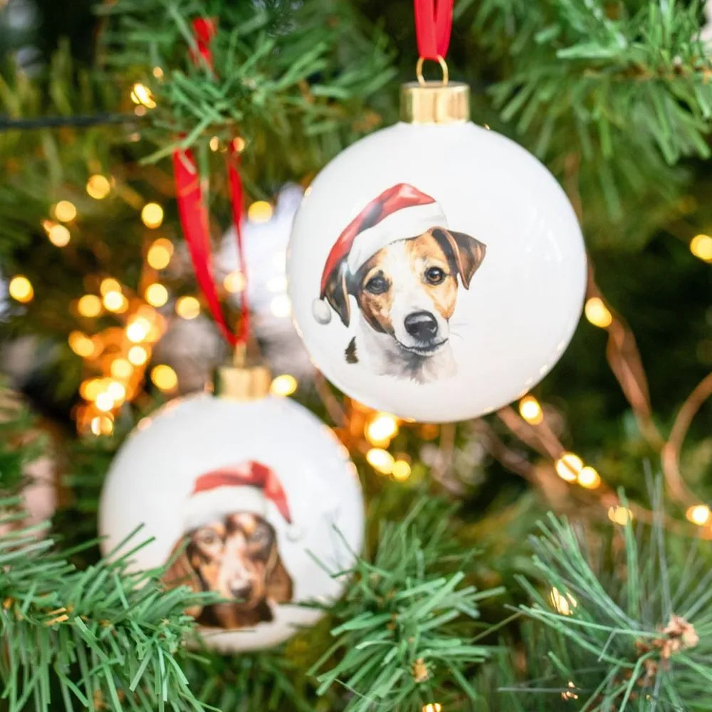 Christmas Jack Russell Round Bauble