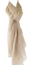 Cotton Linen Brown Narrow Stripe Scarf