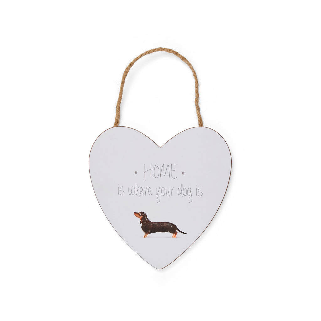 Curious Dog Home Heart Plaque