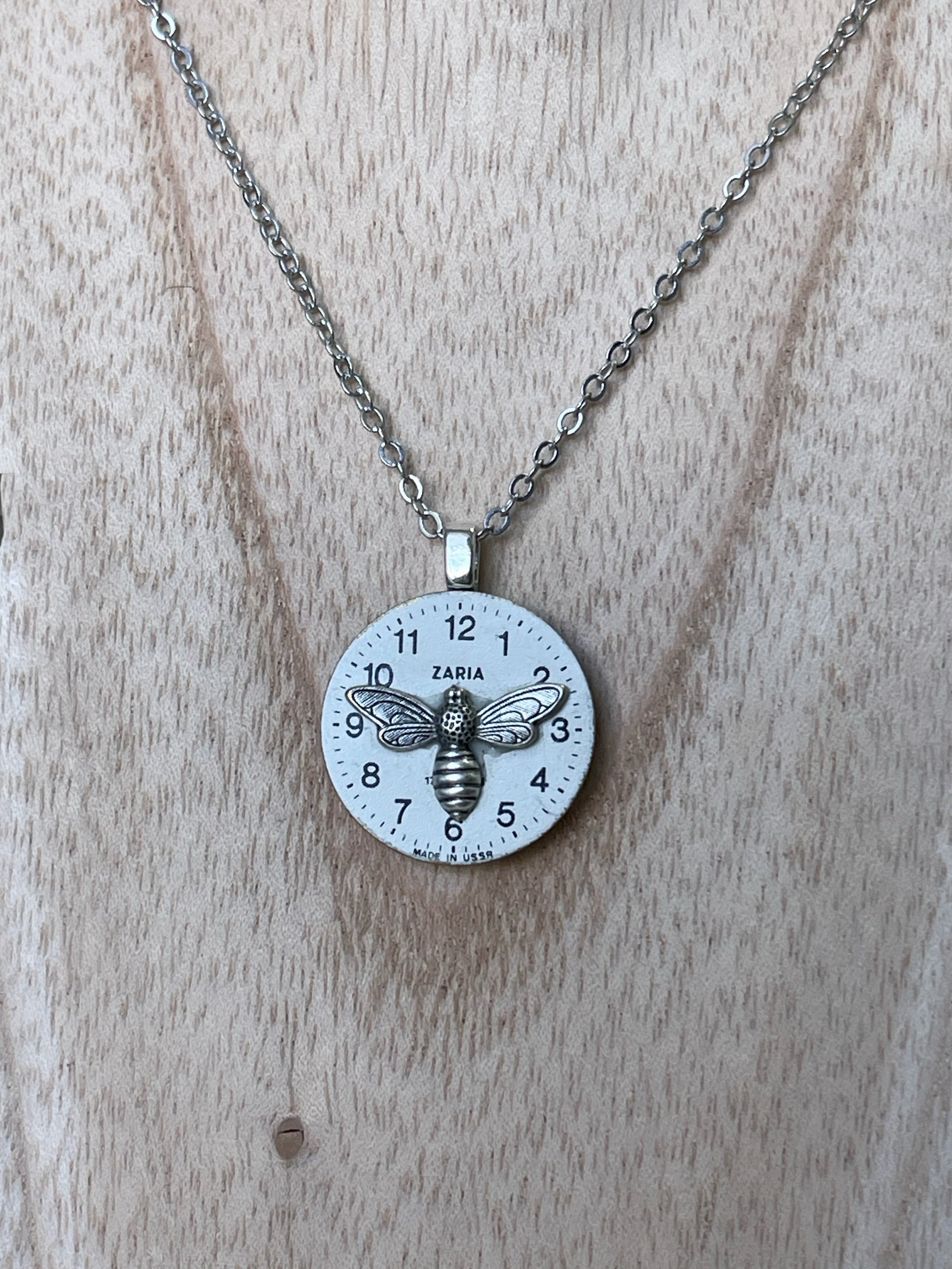 Vintage Watchface Pendant NZ Coin Silver Bee