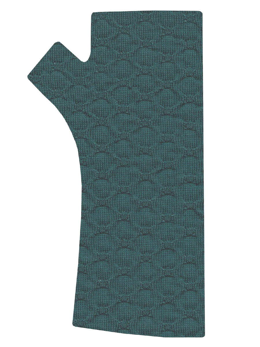 Teal Crosses Knit Merino Fingerless Gloves