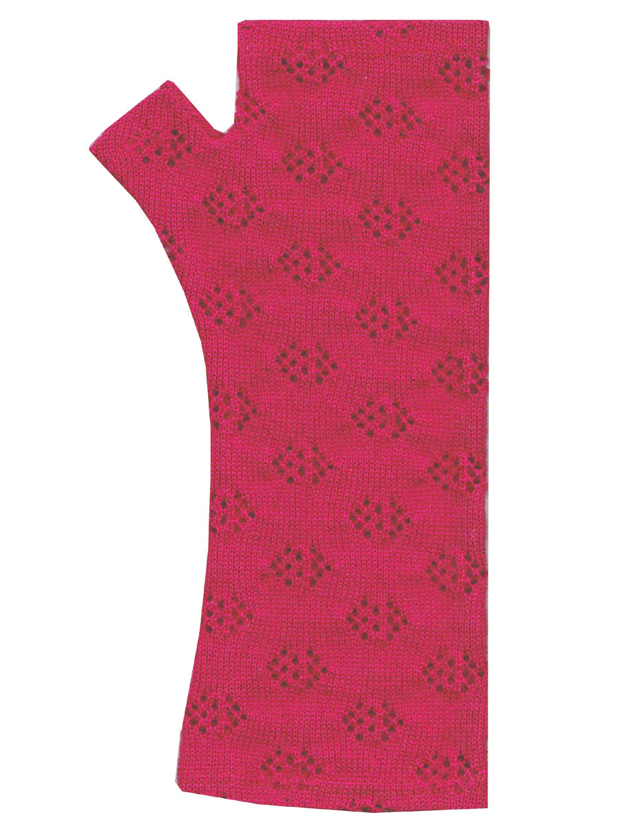 Pink Double Arrow Knit Merino Fingerless Gloves