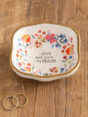 Antiqued Friend Trinket Dish
