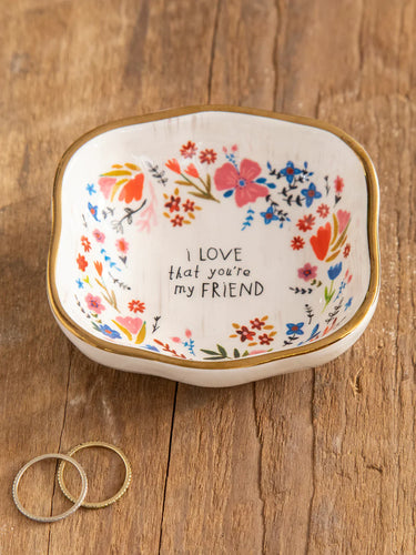 Antiqued Friend Trinket Dish