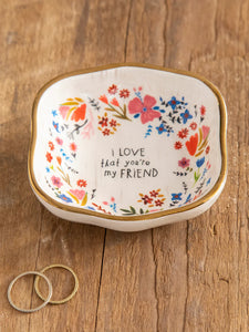 Antiqued Friend Trinket Dish