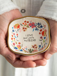 Antiqued Friend Trinket Dish