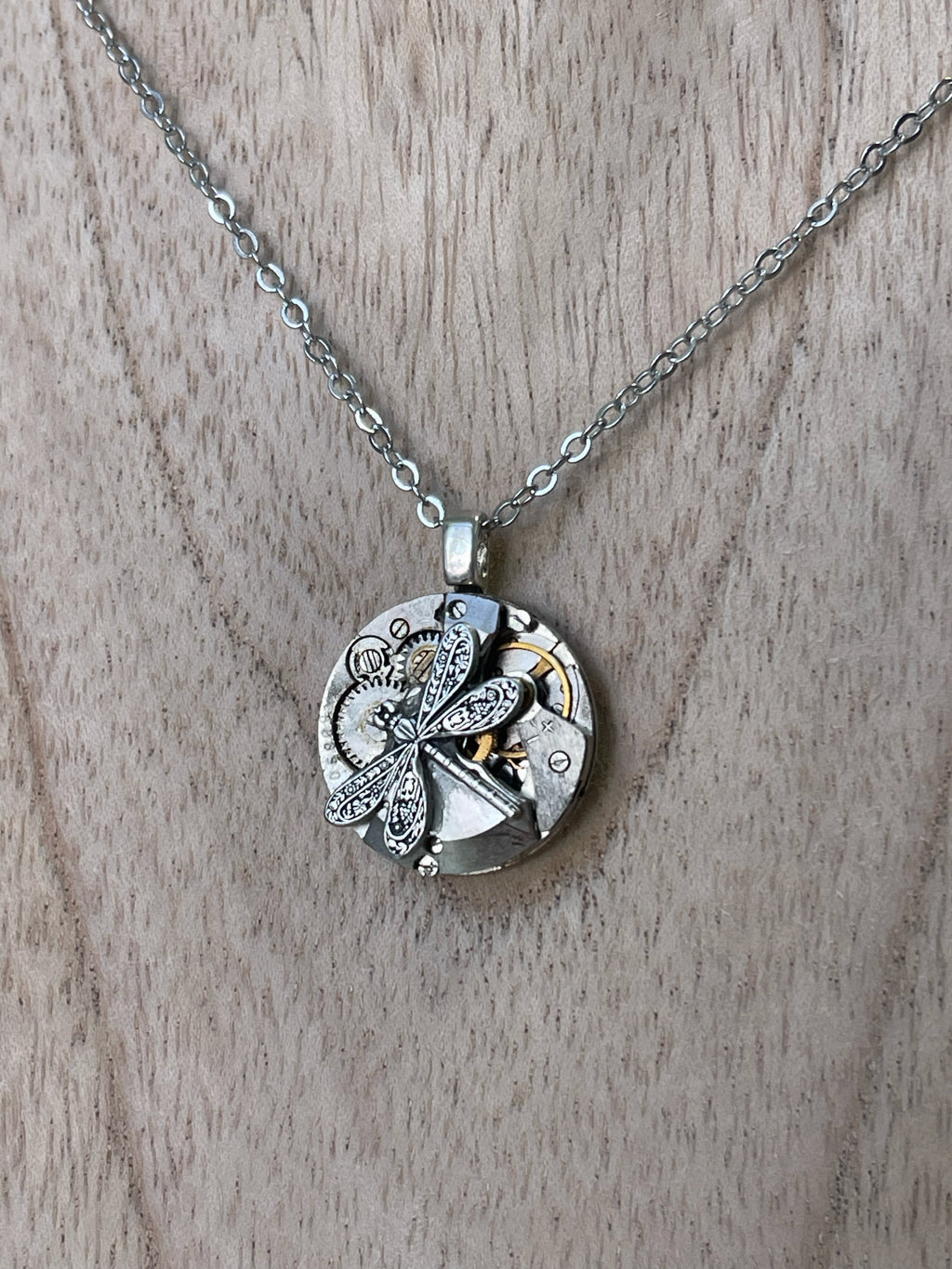 Small Silver Pendant with Dragonfly
