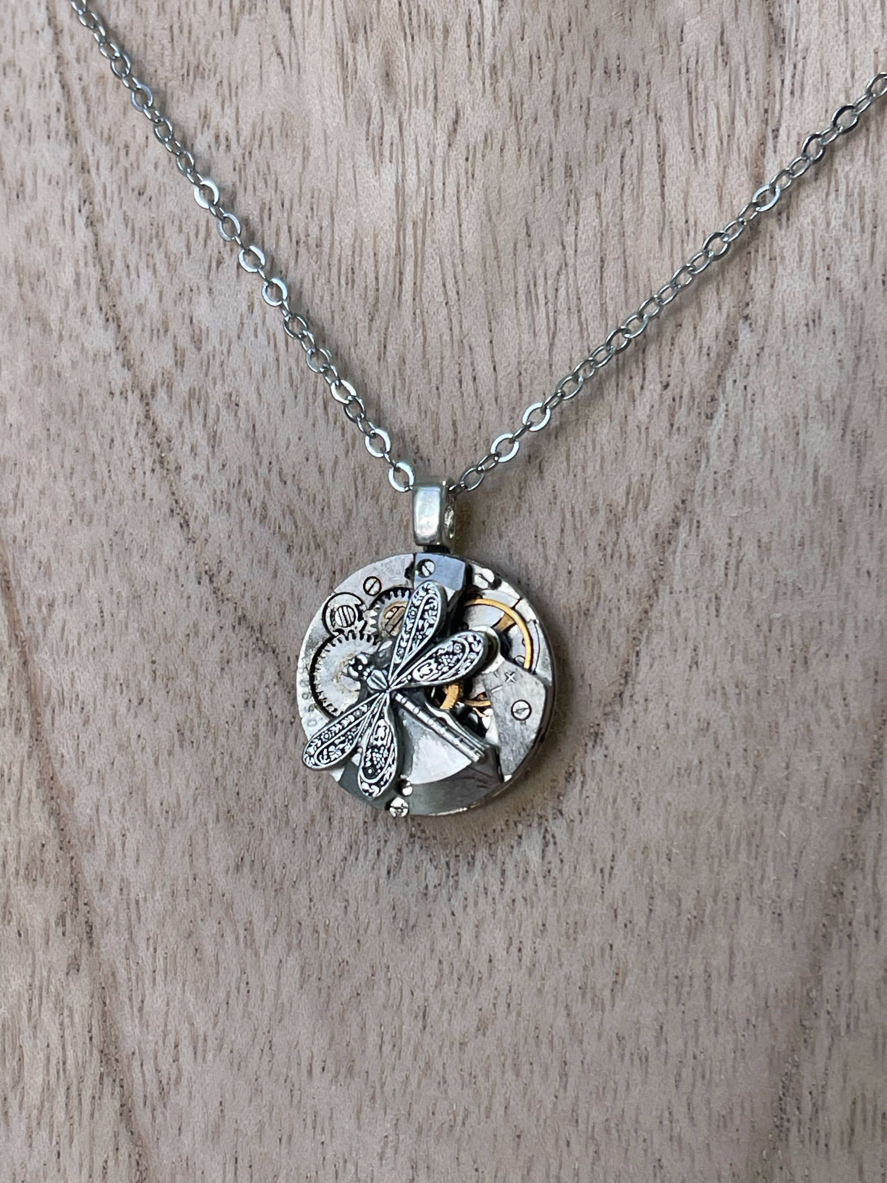 Small Silver Pendant with Dragonfly