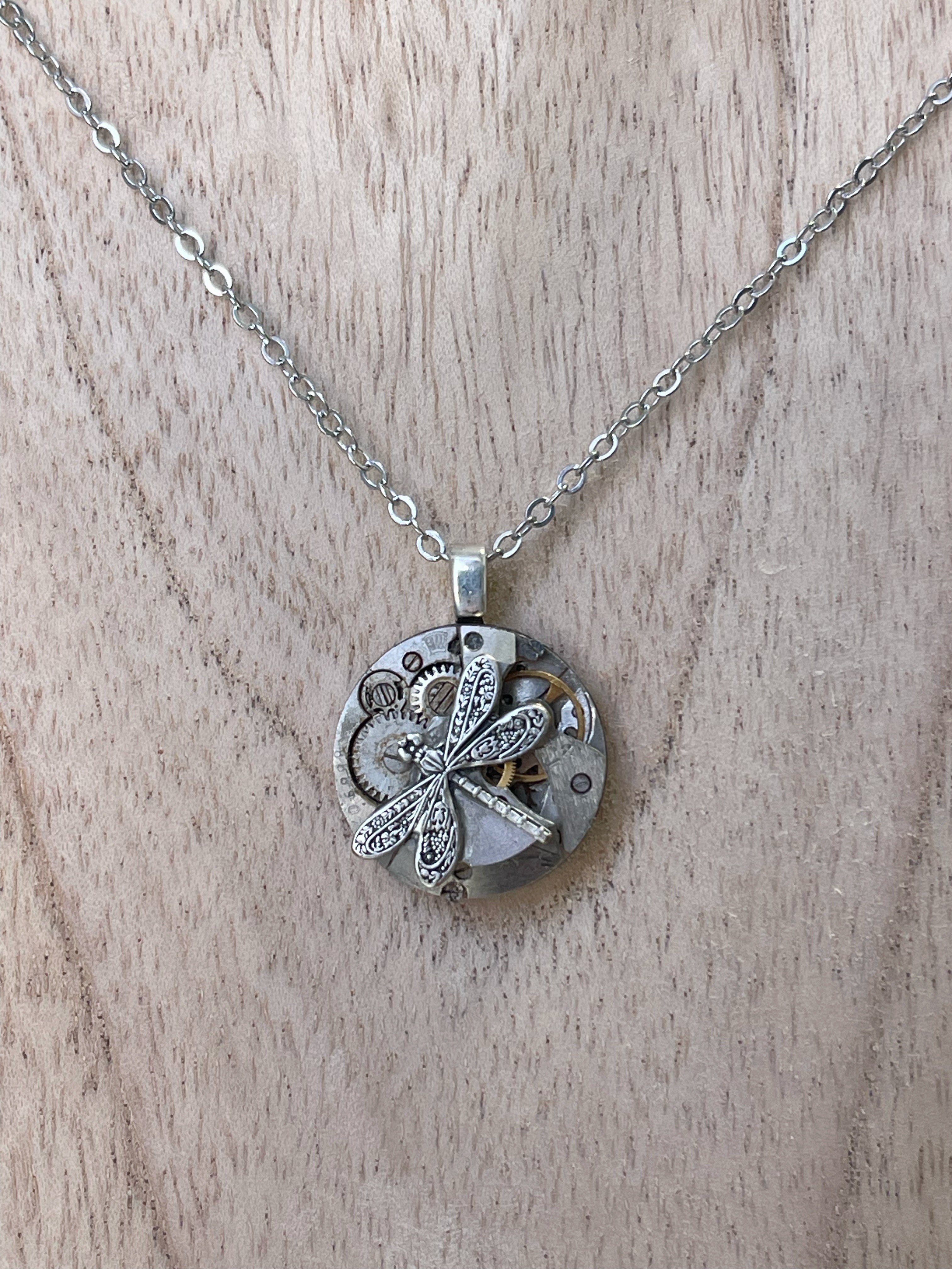 Small Silver Pendant with Dragonfly