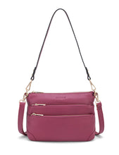 Load image into Gallery viewer, Faith Leather XBody Bag Raspberry