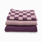 Ecovask Dishcloth 3piece Grape Orchid Chequer