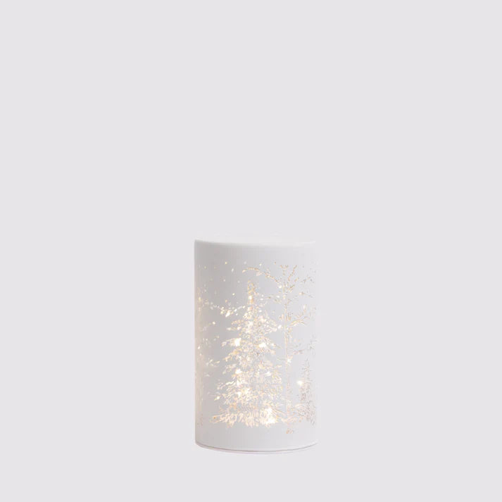 Small Forest Scape Noel Lantern White