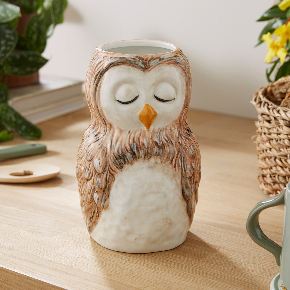 Forest Fable Owl Utensil Pot/Vase