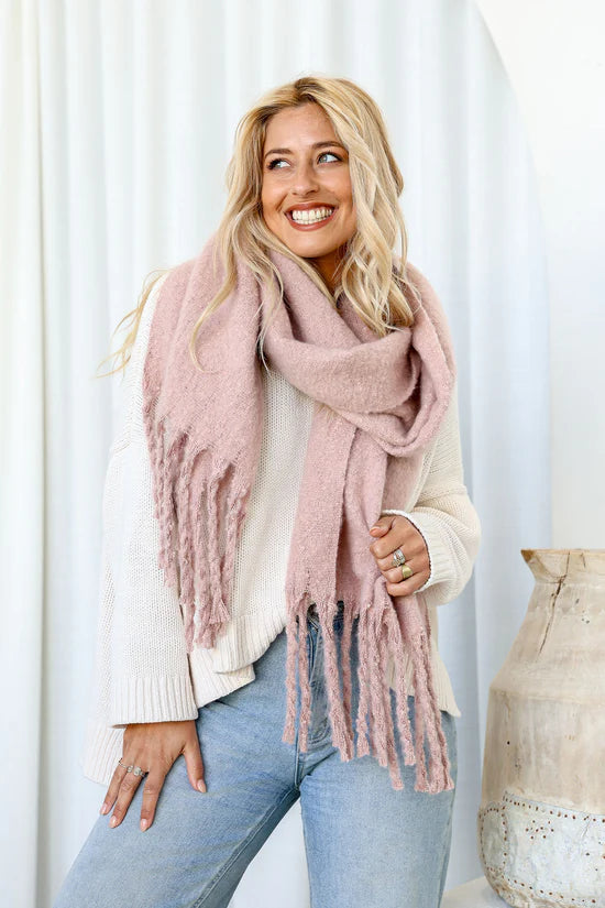 Nude Pink Cosy Knit Scarf
