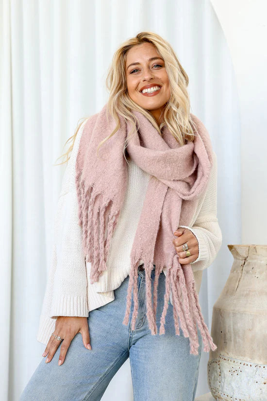 Nude Pink Cosy Knit Scarf